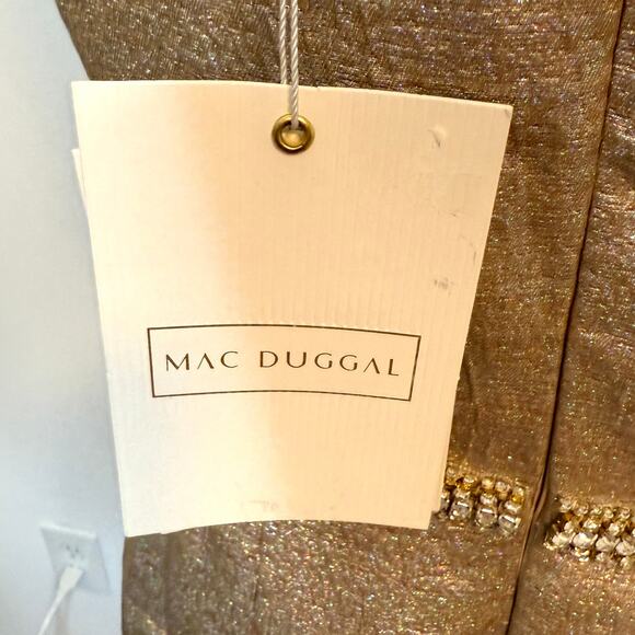 Mac Duggal One Shoulder Metallic Ruffled Evening Gown In Oyster 66975 Size 8 New - Picture 13 of 16